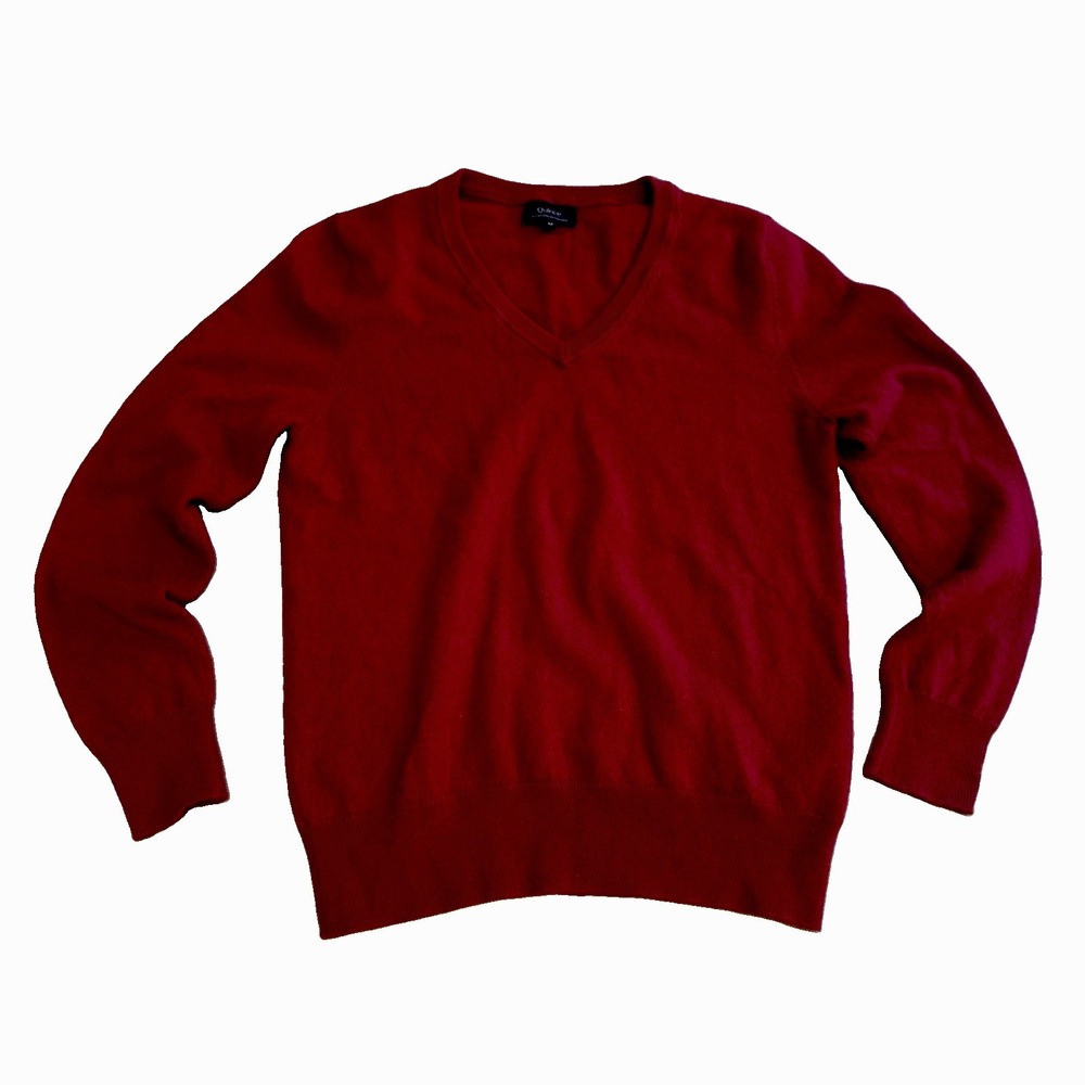 Quince Women's M 100% Mongolian Cashmere Vneck Knit Sweater Red Quiet Luxury